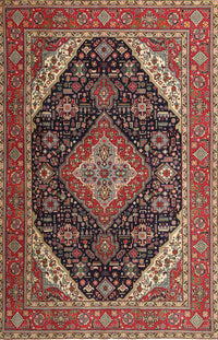 Machine Washable Traditional Saffron Red Rug, wshtr1291