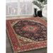 Traditional Saffron Red Medallion Rug in Family Room, tr1291