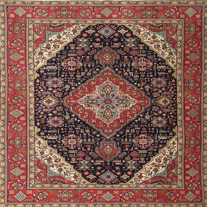 Round Machine Washable Traditional Saffron Red Rug, wshtr1291