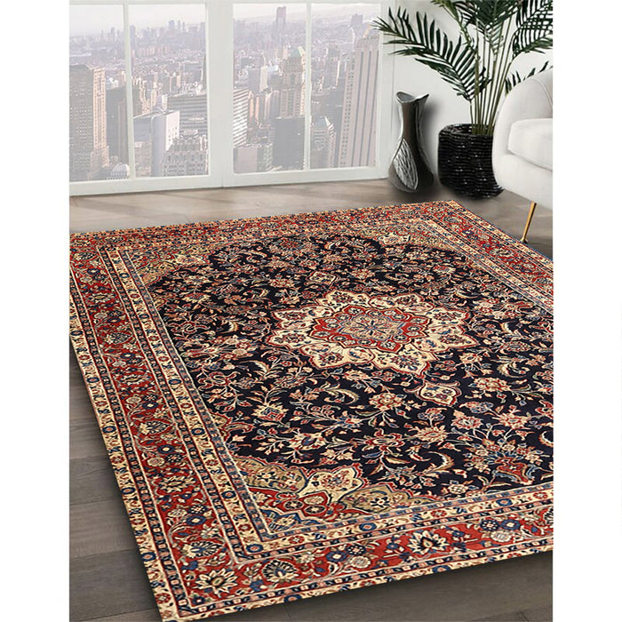 Traditional Light Copper Gold Medallion Rug in Family Room, tr1292