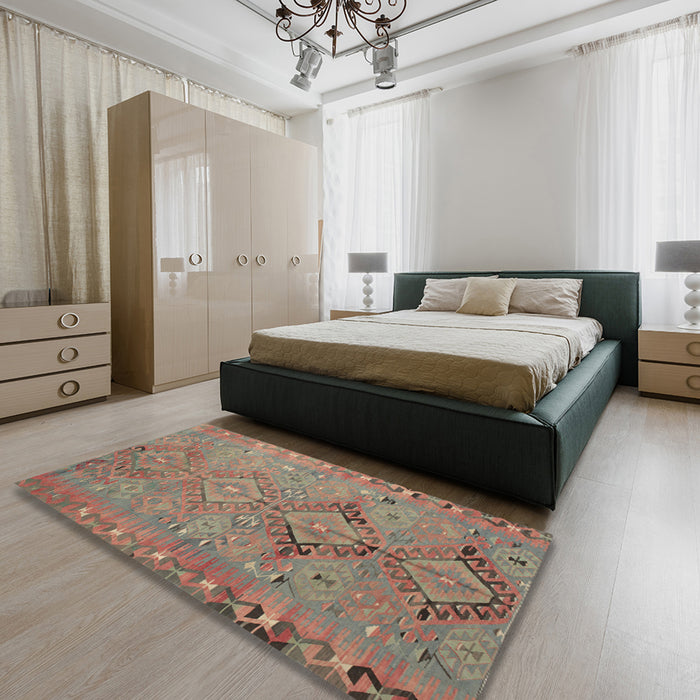 Machine Washable Traditional Rust Pink Rug in a Bedroom, wshtr1297