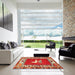 Square Machine Washable Traditional Red Rug in a Living Room, wshtr1299