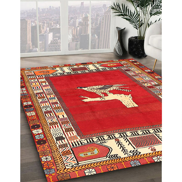 Traditional Red Persian Rug in Family Room, tr1299