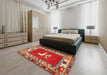 Machine Washable Traditional Red Rug in a Bedroom, wshtr1299