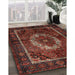 Traditional Sienna Brown Medallion Rug in Family Room, tr129