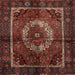 Square Traditional Sienna Brown Medallion Rug, tr129