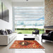 Square Machine Washable Traditional Tomato Red Rug in a Living Room, wshtr1300