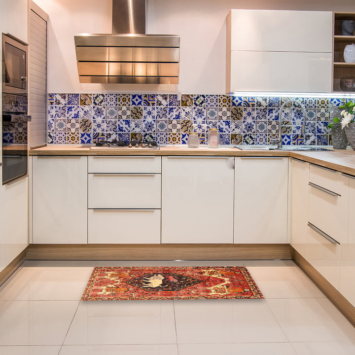 Traditional Red Persian Rug in a Kitchen, tr1300