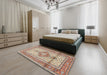 Traditional Sienna Brown Medallion Rug in a Bedroom, tr1304