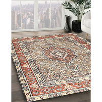 Traditional Sienna Brown Medallion Rug, tr1307