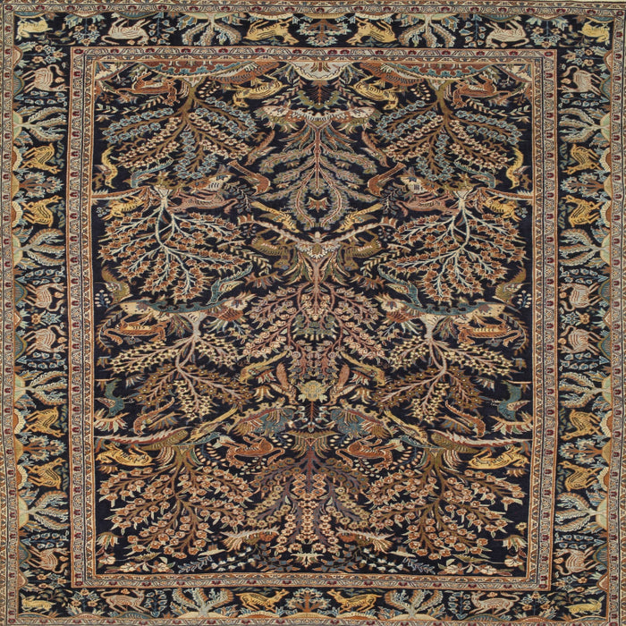 Square Traditional Dark Almond Brown Persian Rug, tr130