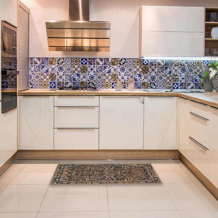 Traditional Dark Almond Brown Persian Rug in a Kitchen, tr130