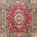 Round Machine Washable Traditional Brown Red Rug, wshtr1311