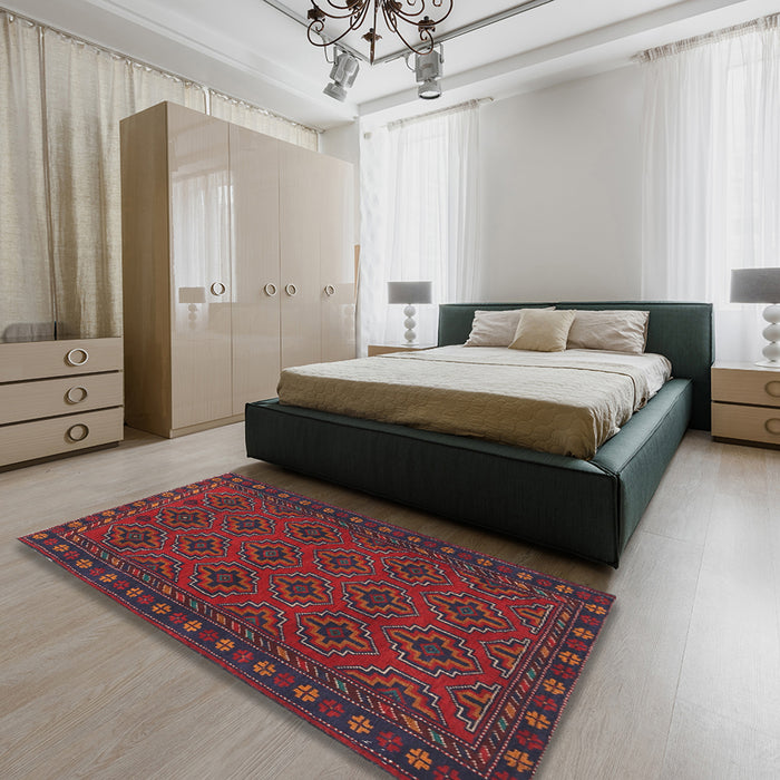 Traditional Red Persian Rug in a Bedroom, tr1314