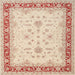 Square Traditional Deep Peach Orange Oriental Rug, tr1316