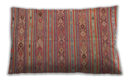 Traditional Classic Rectangular Fire Red Lumbar Throw Pillow, 13 inch by 19 inch, lbtr1317