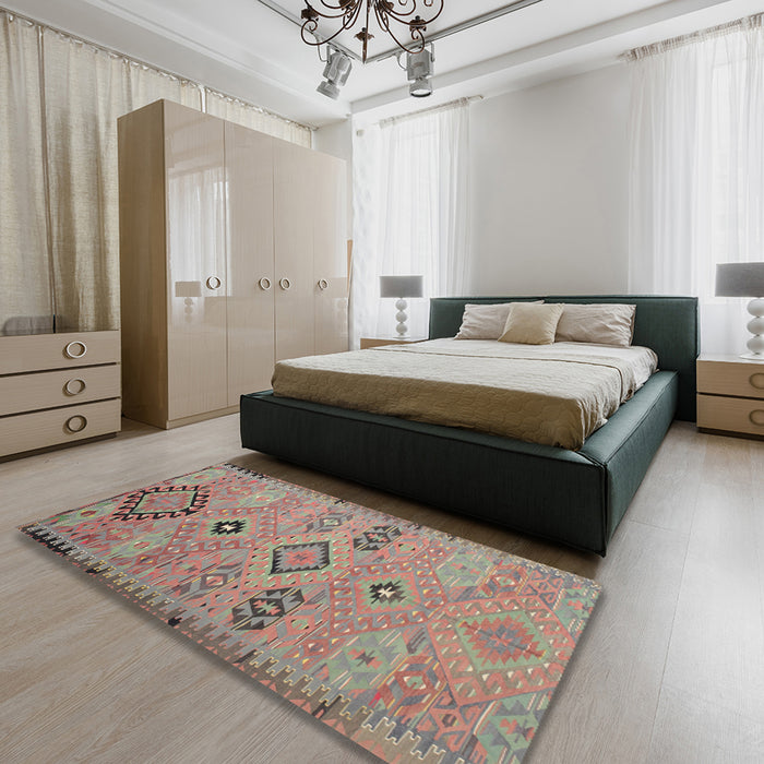 Traditional Rust Pink Persian Rug in a Bedroom, tr1318