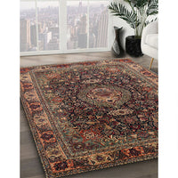 Traditional Dark Almond Brown Medallion Rug, tr131