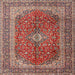 Square Traditional Camel Brown Medallion Rug, tr1320