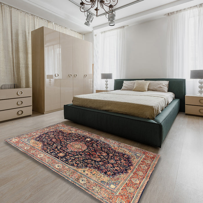 Traditional Bakers Brown Medallion Rug in a Bedroom, tr1321