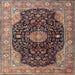 Round Machine Washable Traditional Bakers Brown Rug, wshtr1321
