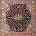 Square Traditional Bakers Brown Medallion Rug, tr1321