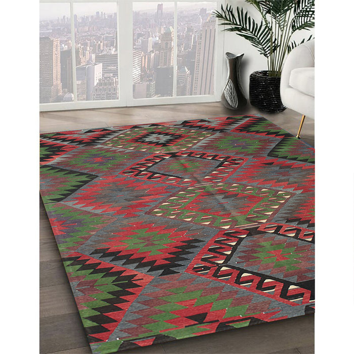 Machine Washable Traditional Brown Red Rug in a Family Room, wshtr1325