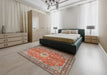 Traditional Camel Brown Persian Rug in a Bedroom, tr1326