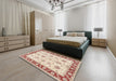 Traditional Deep Peach Orange Persian Rug in a Bedroom, tr1327