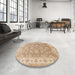 Round Machine Washable Traditional Brown Rug in a Office, wshtr1328