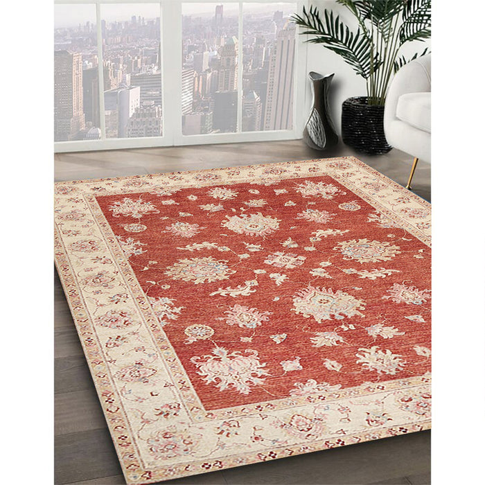 Machine Washable Traditional Bright Orange Rug in a Family Room, wshtr1329