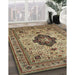 Machine Washable Traditional Brown Green Rug in a Family Room, wshtr132
