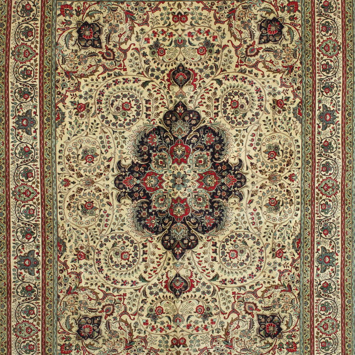Traditional Brownish Green Medallion Rug, tr132