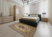 Machine Washable Traditional Brown Green Rug in a Bedroom, wshtr132