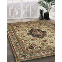 Traditional Brownish Green Medallion Rug, tr132