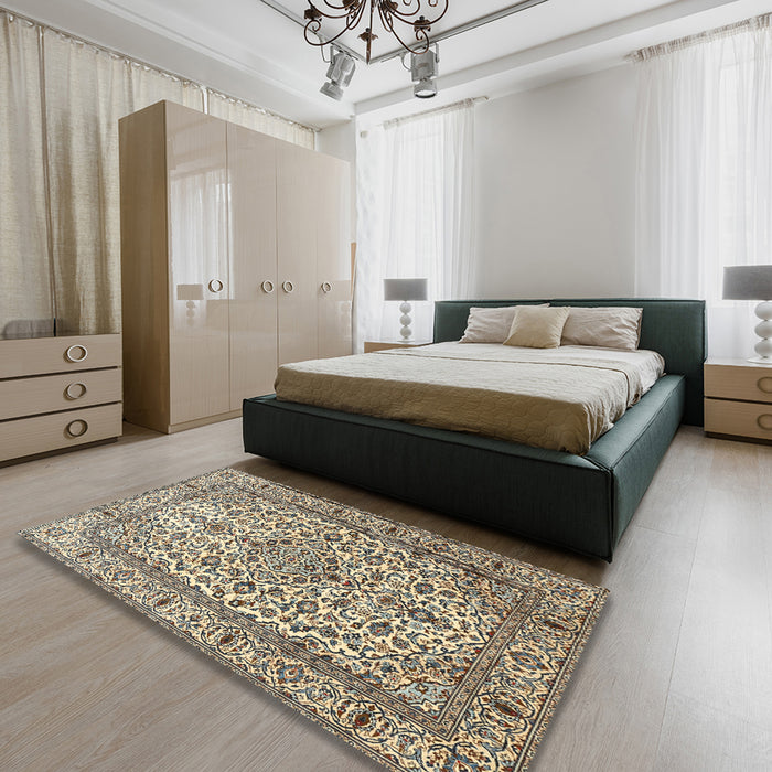 Machine Washable Traditional Brown Rug in a Bedroom, wshtr1332