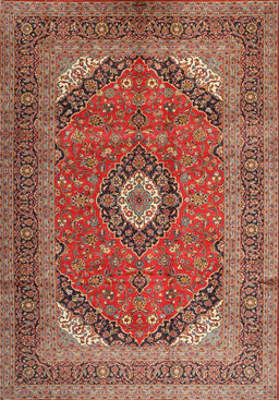 Machine Washable Traditional Tomato Red Rug, wshtr1333