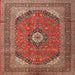 Round Machine Washable Traditional Tomato Red Rug, wshtr1333