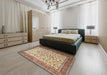 Traditional Chestnut Brown Persian Rug in a Bedroom, tr1334