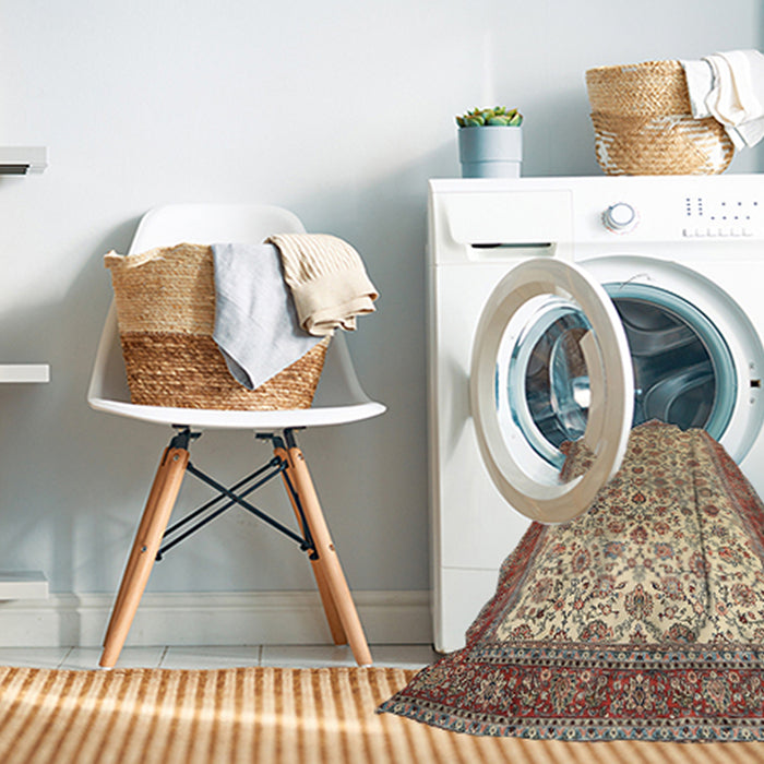 Machine Washable Traditional Chestnut Brown Rug in a Washing Machine, wshtr1334