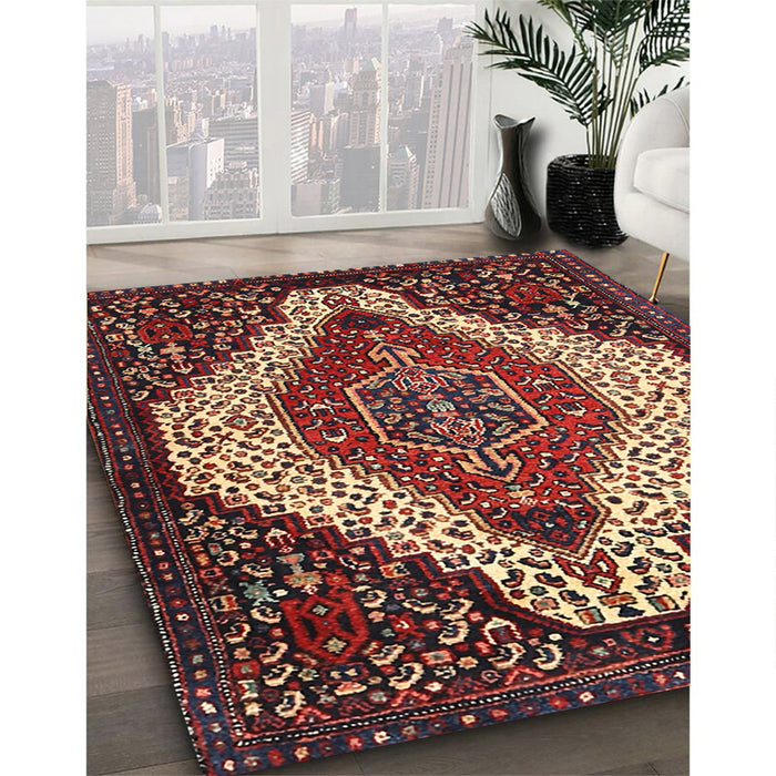 Machine Washable Traditional Saffron Red Rug in a Family Room, wshtr1336