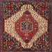 Round Machine Washable Traditional Saffron Red Rug, wshtr1336