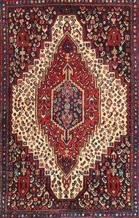 Machine Washable Traditional Saffron Red Rug, wshtr1336