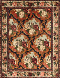 Machine Washable Traditional Saffron Red Rug, wshtr1337