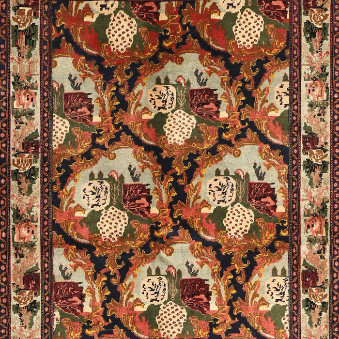Machine Washable Traditional Saffron Red Rug, wshtr1337