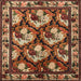 Square Traditional Saffron Red Animal Rug, tr1337