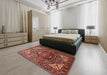 Traditional Orange Salmon Pink Persian Rug in a Bedroom, tr1339