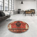 Round Traditional Red Persian Rug in a Office, tr133