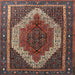 Round Machine Washable Traditional Dark Almond Brown Rug, wshtr1340