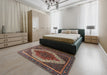 Traditional Dark Almond Brown Persian Rug in a Bedroom, tr1340